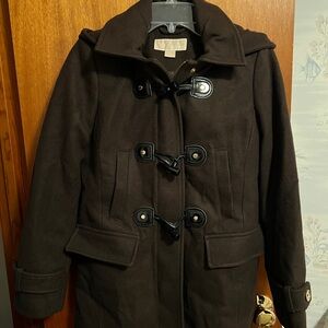 MICHAEL KORS DARK BROWN WOOL COAT